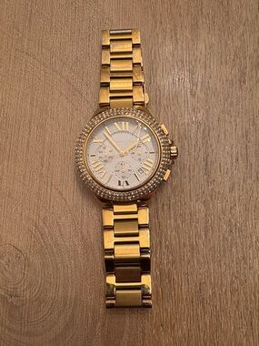 Michael Kors Gold Tone Crystal Bezel Women's Chronograph Watch